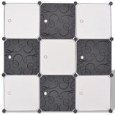 Storage Cube Organizer with 9 Compartments Black and White